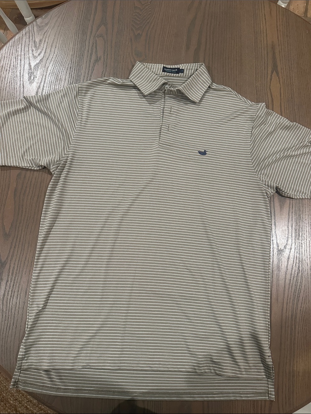 Southern Marsh Men's Striped Polo - Olive Green & White